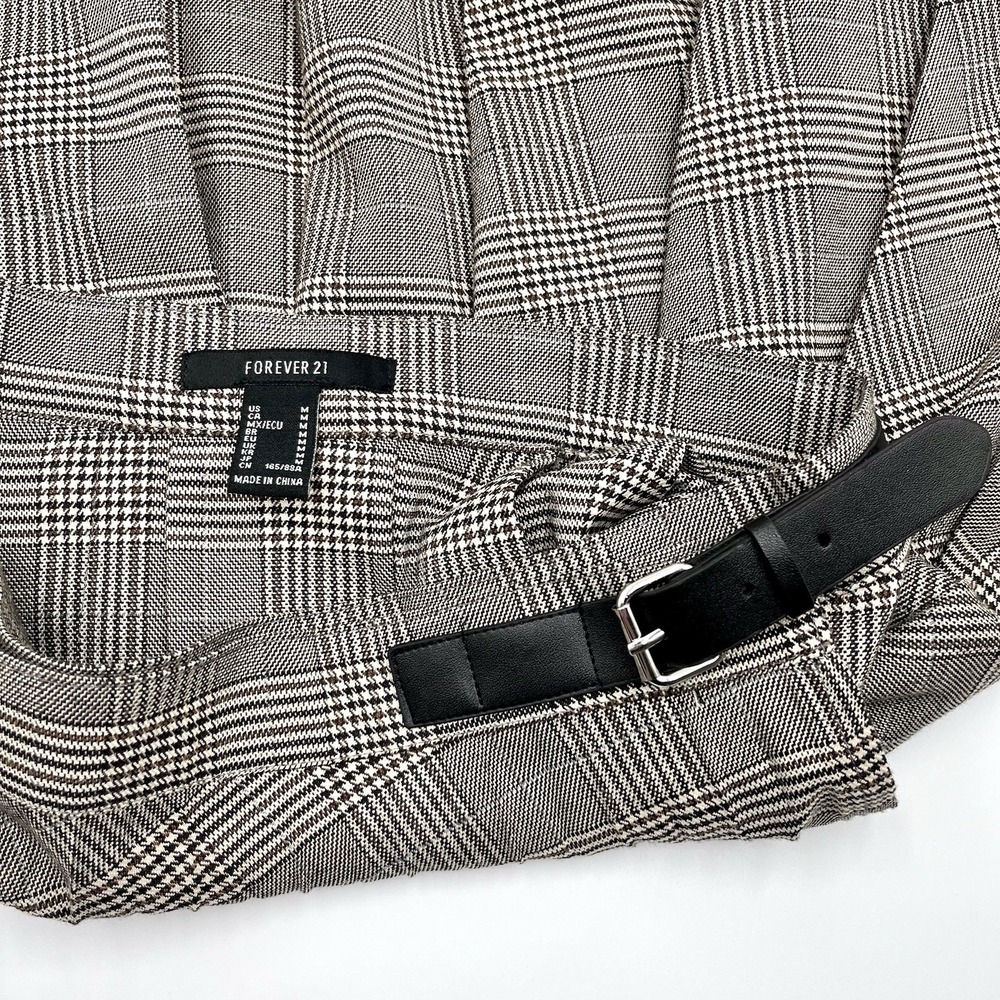 Forever 21 Skirt Juniors Medium Brown Plaid‎ School Girl Tennis Pleated Buckle - Picture 3 of 4